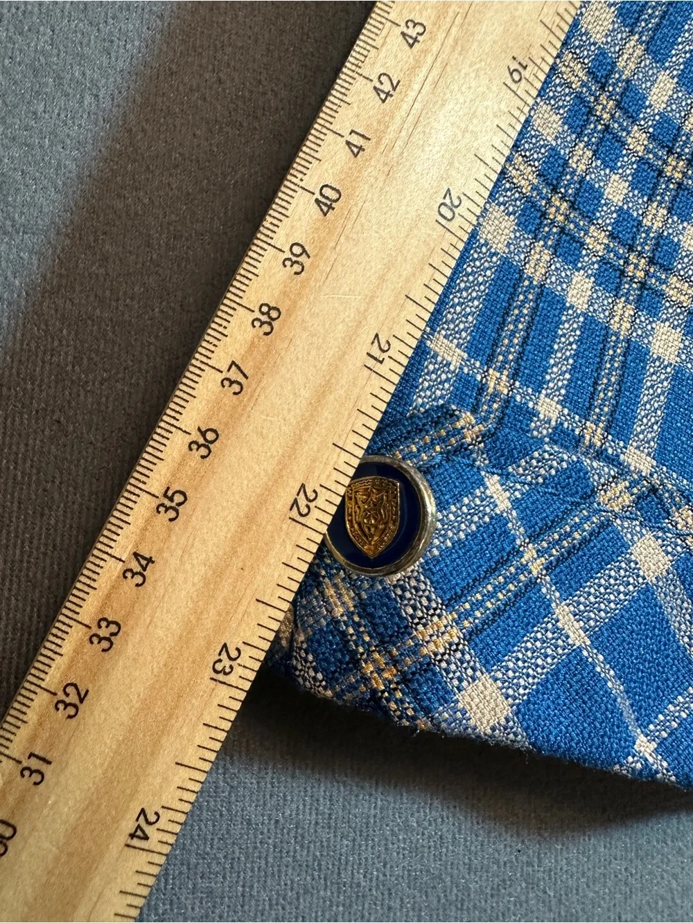 Vintage 70s Charles Lyons Mens 39S Blue Plaid Wide Lapel Blazer Sport Coat Retro